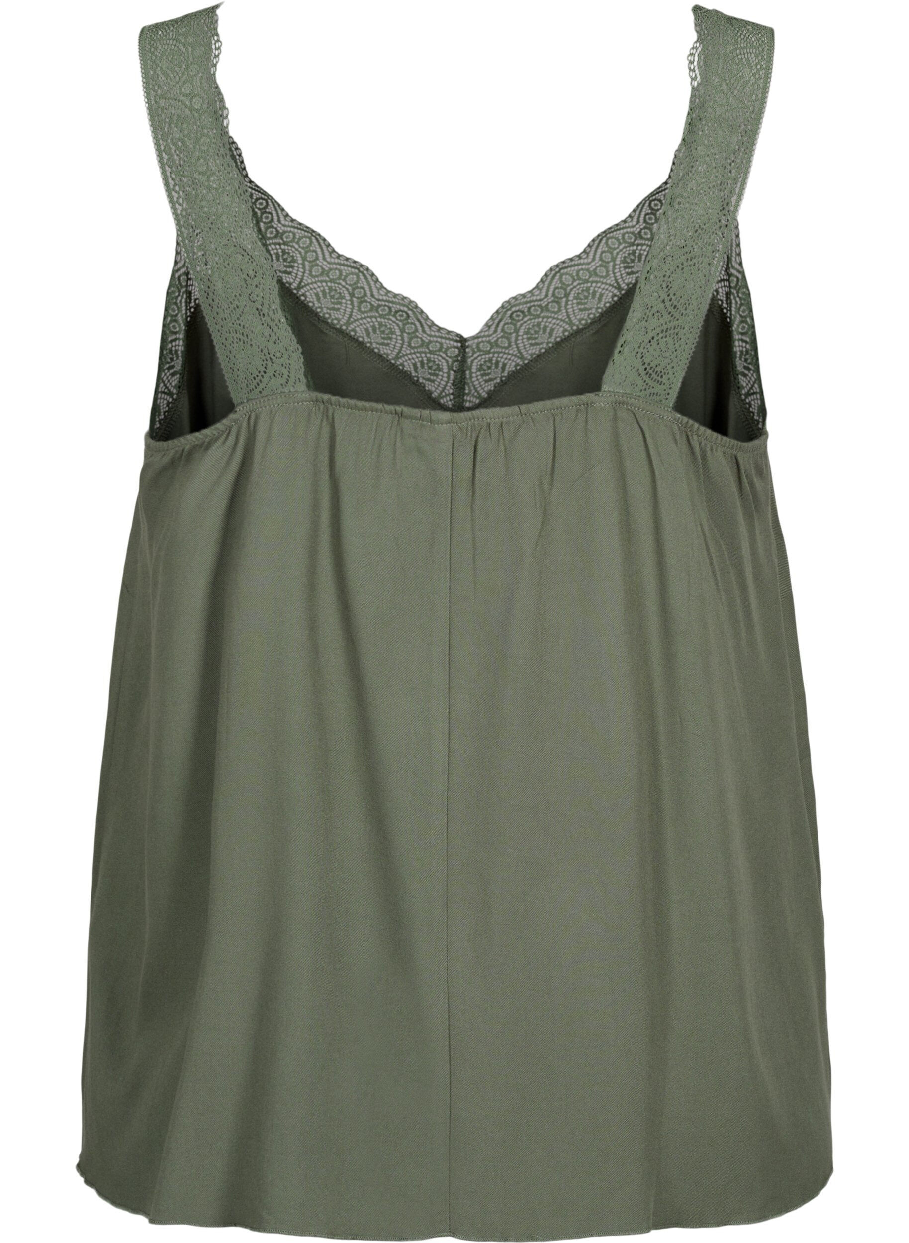 Zizzifashion Lace top in viscose, Thyme, Packshot image number 1