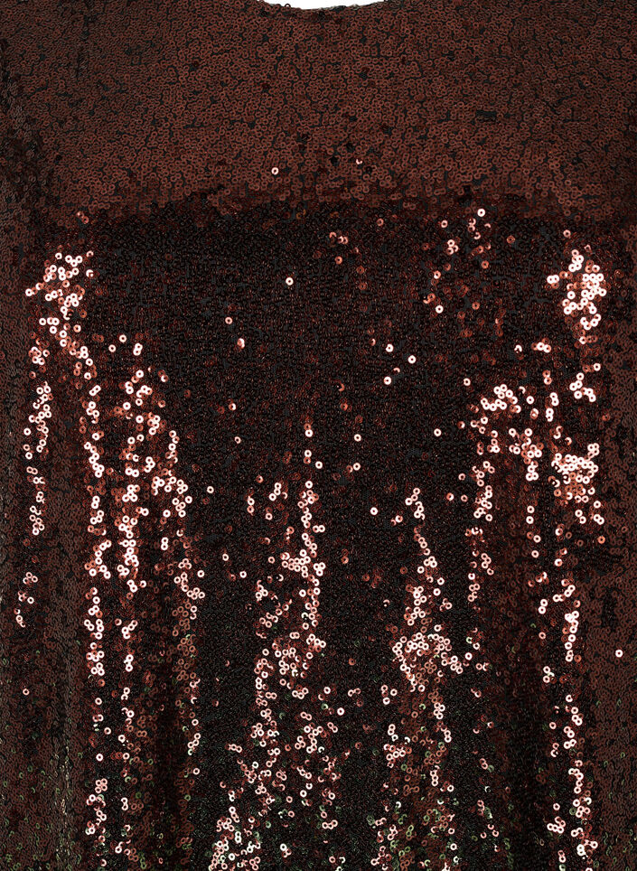 Sequin dress with balloon sleeves, Scarab Ch. Coffee, Packshot image number 2