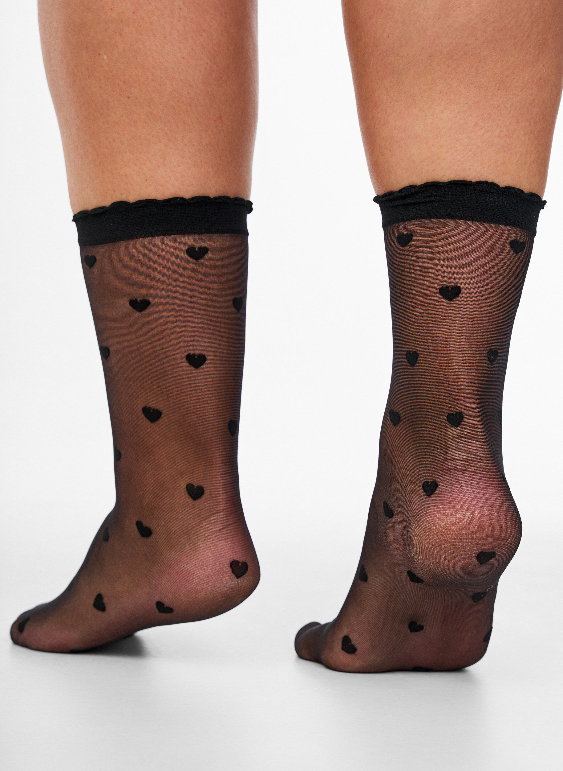 2-Pack Ankle socks with hearts, Black, Model