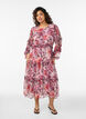 Floral midi dress with ruffle details and sheer sleeves, Rose, Model image number 0