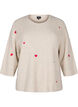 Knitted blouse with hearts and 3/4 sleeves, Beige, Packshot image number 0