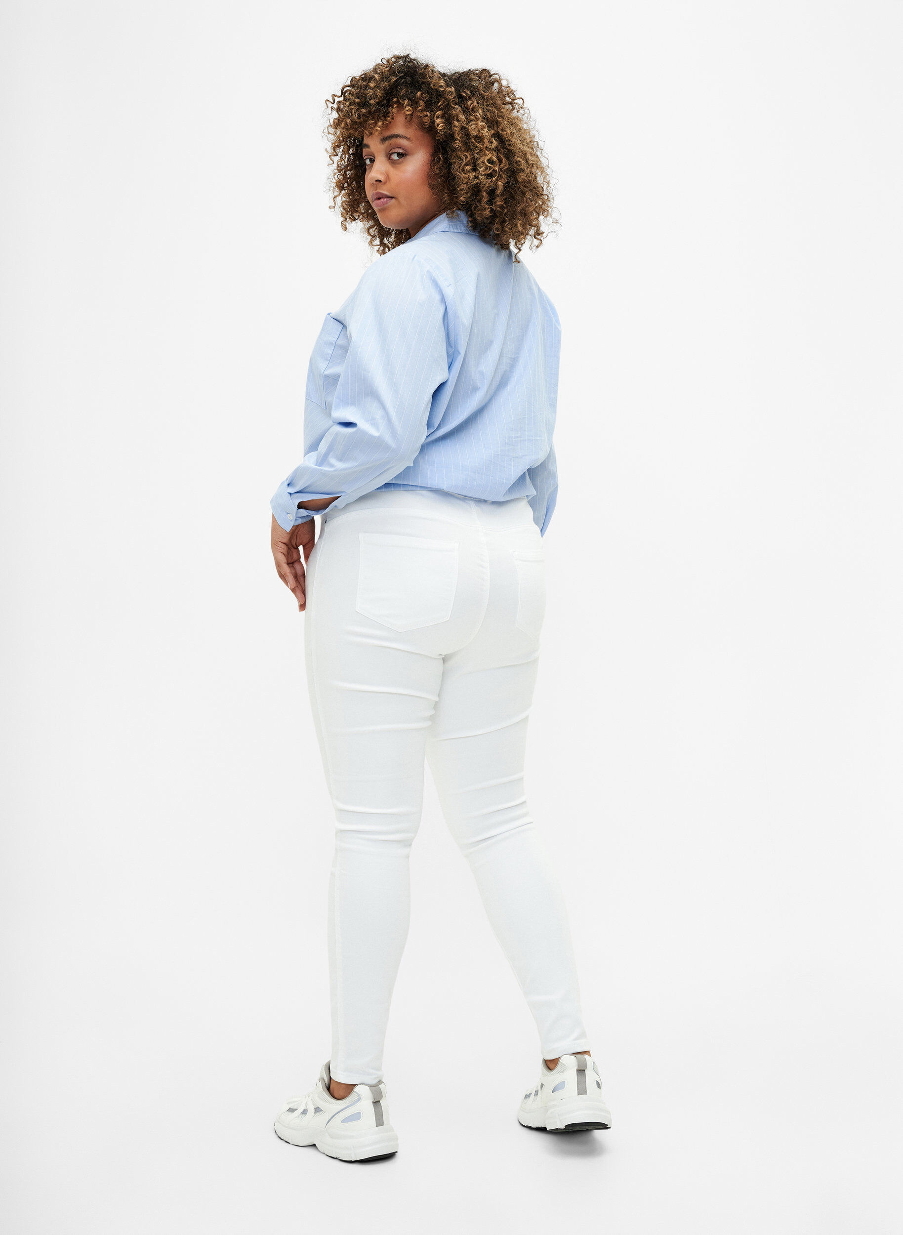 ZizzifashionHigh-waisted jeggings, White, Model image number 1