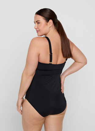 Swimsuit with V-neck, Black, Model image number 1