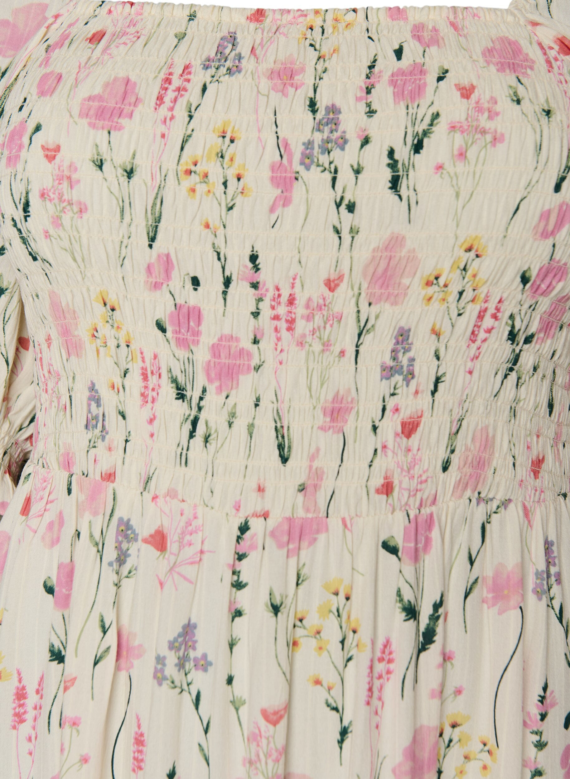 Zizzifashion Floral viscose summer dress, Vanilla, Packshot image number 2