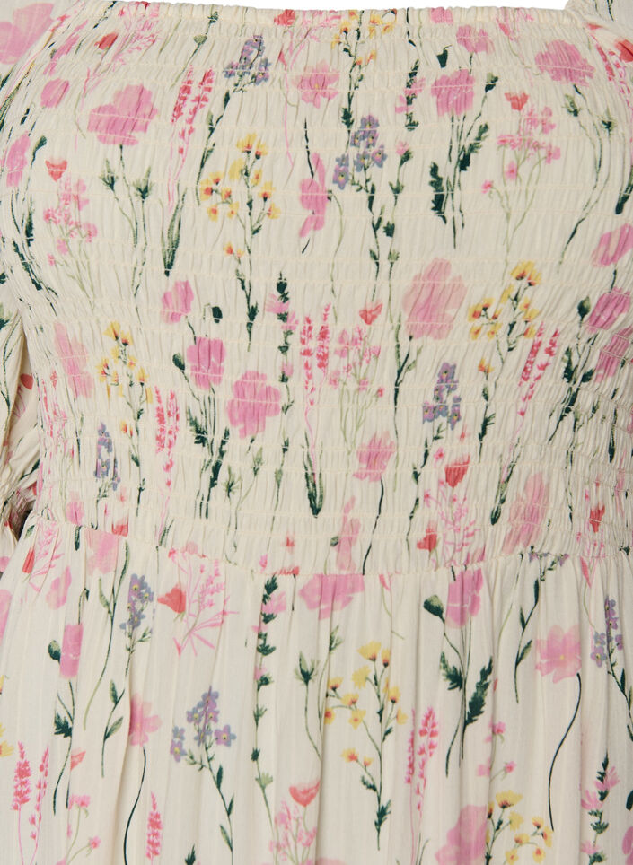Floral viscose summer dress, Vanilla, Packshot image number 2