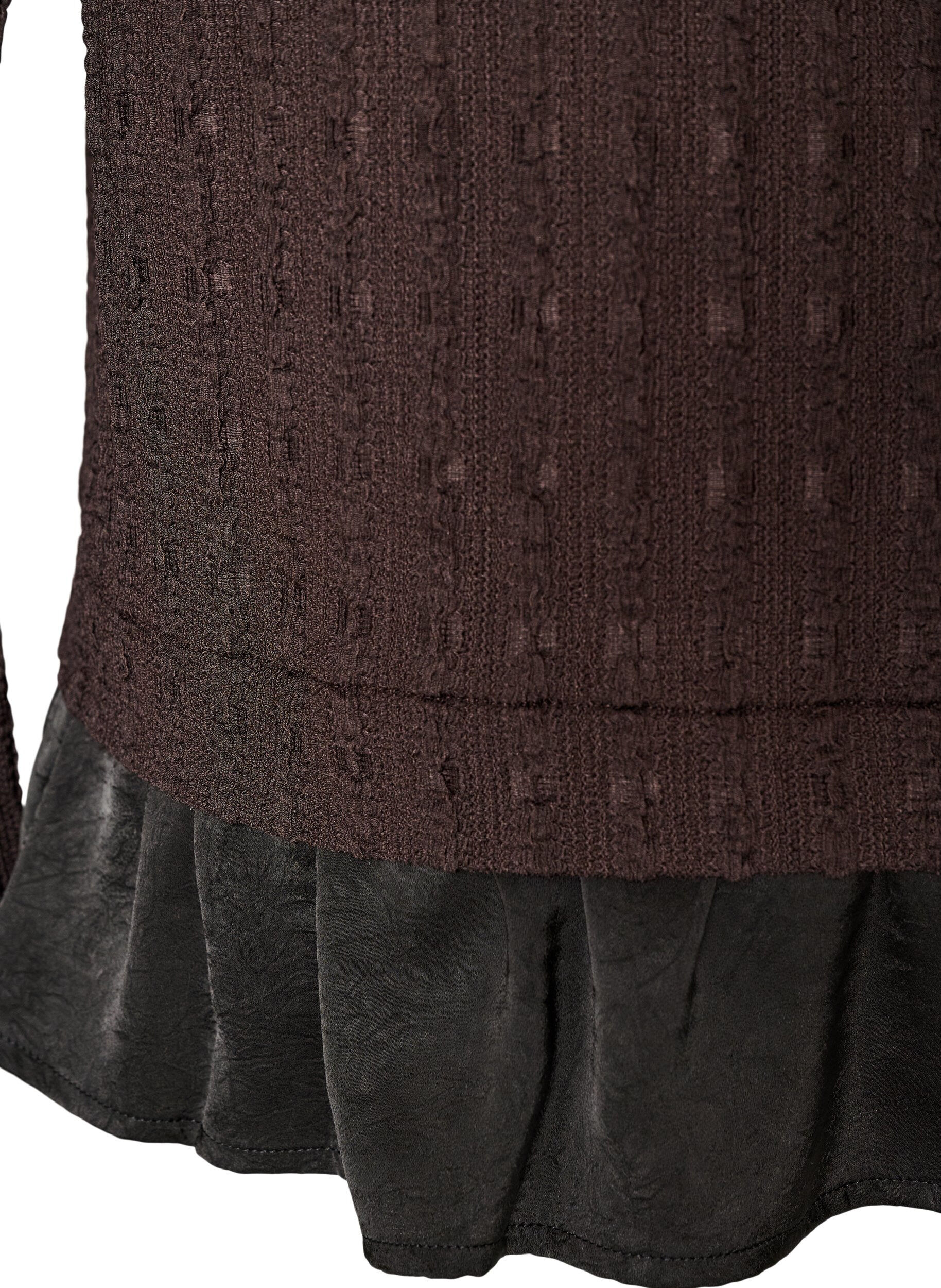 ZizzifashionStructured blouse with ruffle hem, Brown, Packshot image number 3