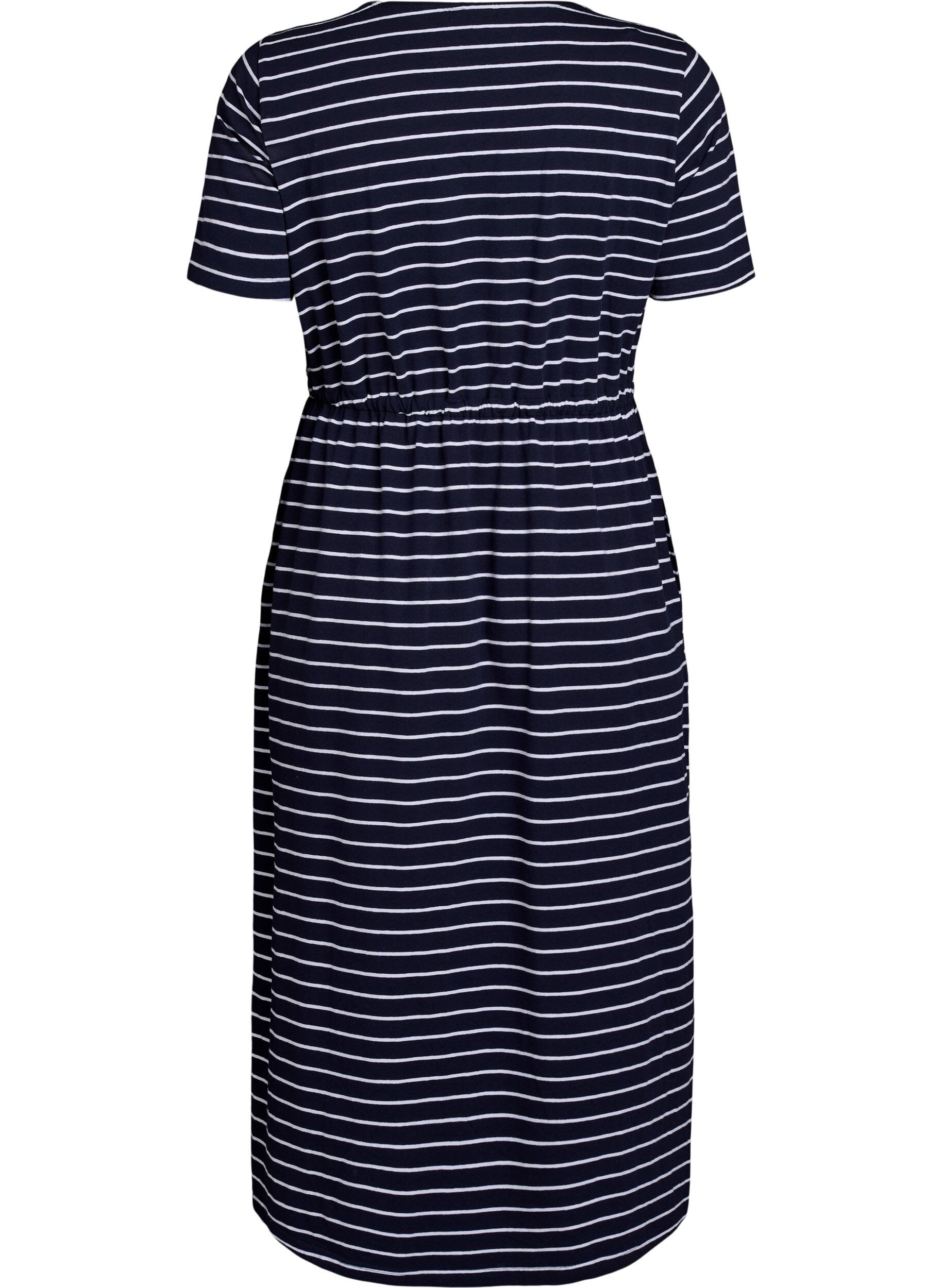 Zizzifashion Midi dress in cotton with short sleeves, Blue, Packshot image number 1