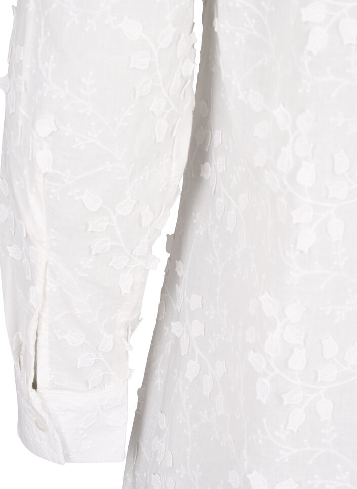 Shirt dress with embroidered flowers, White, Packshot image number 4