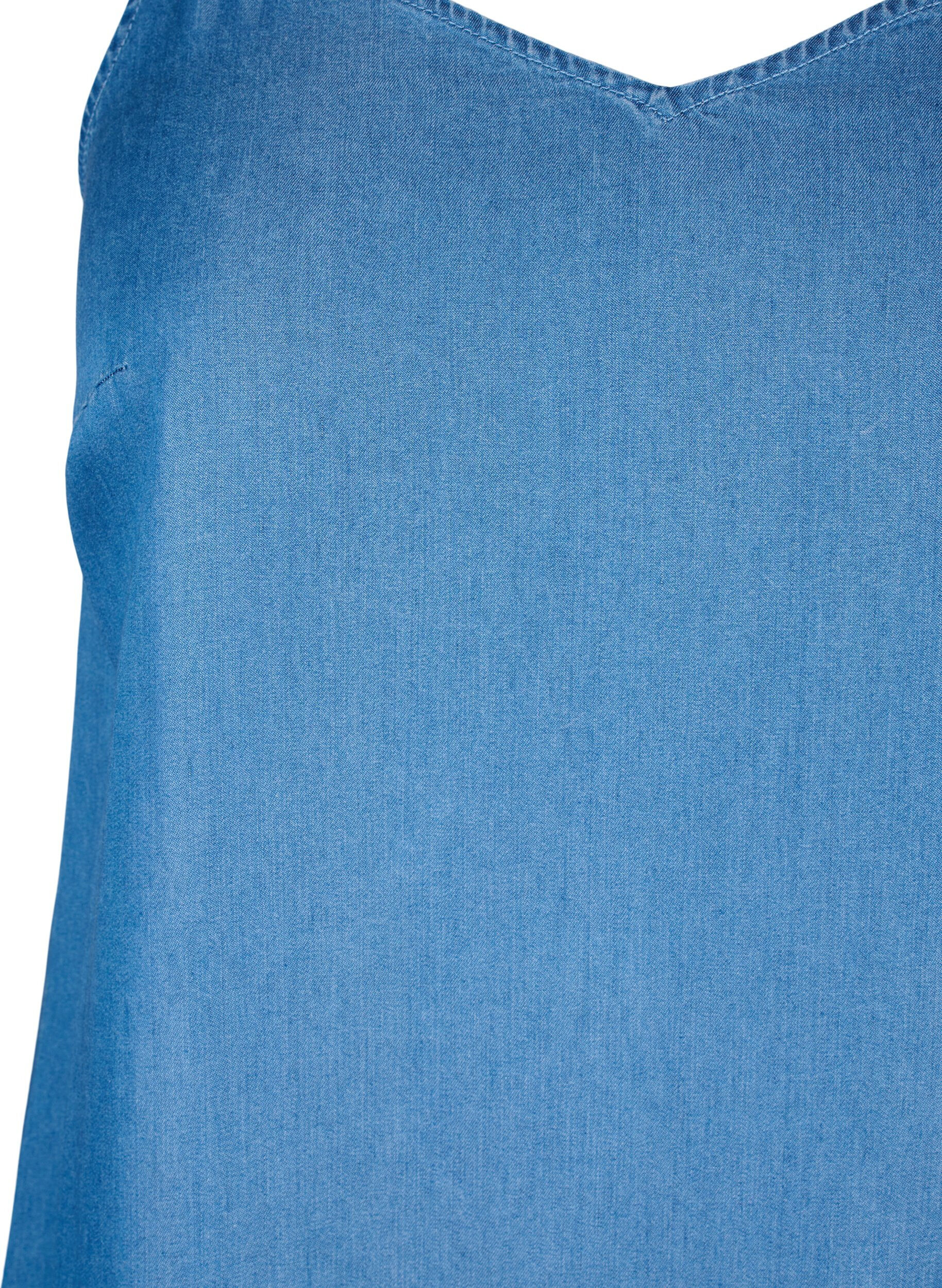 Zizzifashion Midi denim dress with spaghetti straps, Blue, Packshot image number 2