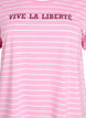 Striped T-shirt with text print, Pink, Packshot image number 2