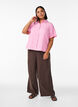 Short-sleeved shirt in linen and viscose, Pink, Model image number 1