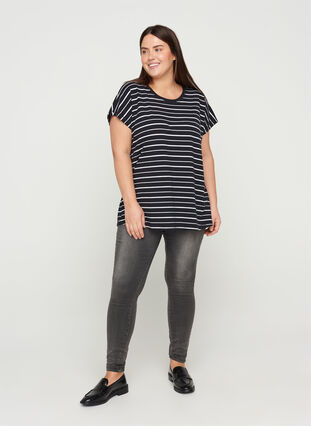 Striped t-shirt in cotton, Black/White Stripe, Model image number 2
