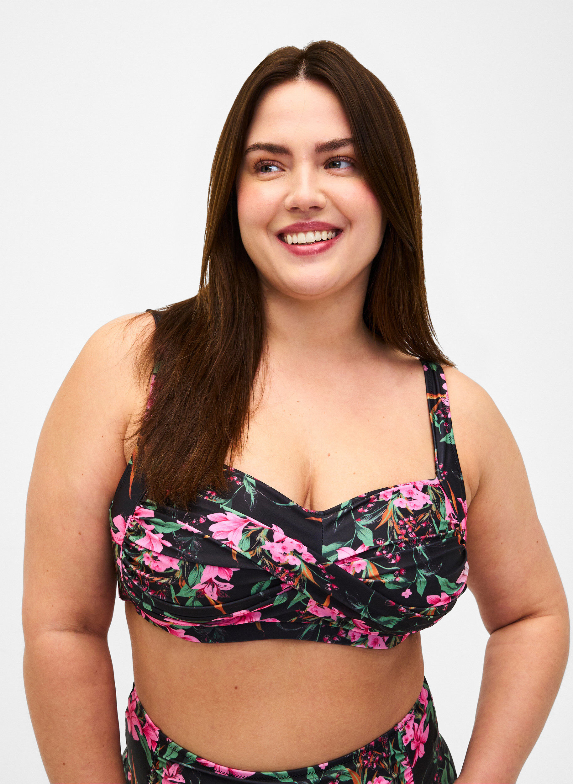 Zizzifashion Printed bikini top, Palm Leaf AOP, Model image number 2