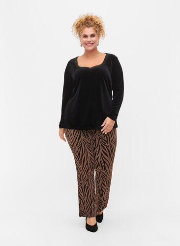 Patterned trousers with glitter, Black Lurex AOP, Model image number 0