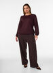 Blouse with vertical texture and glitter thread, Red, Model image number 1