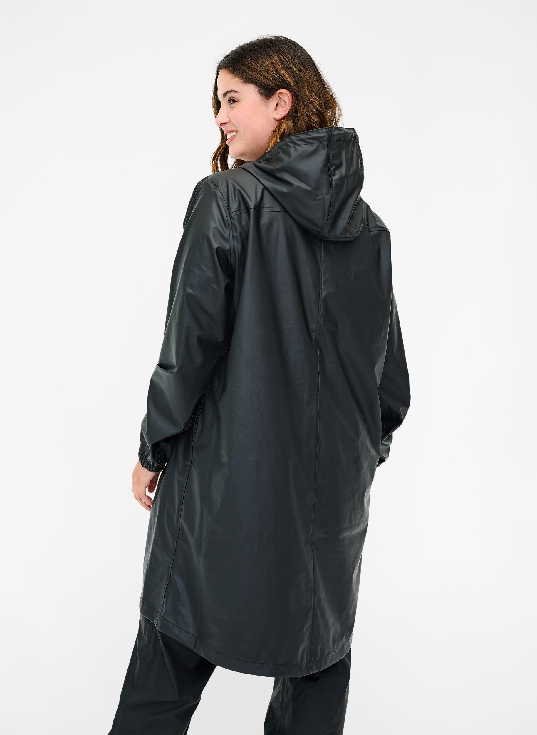 Zizzifashion Rain jacket with hood and button fastening, Black, Model image number 1