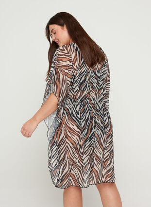 Beach dress with an adjustable waist, Zebra Print, Model image number 1