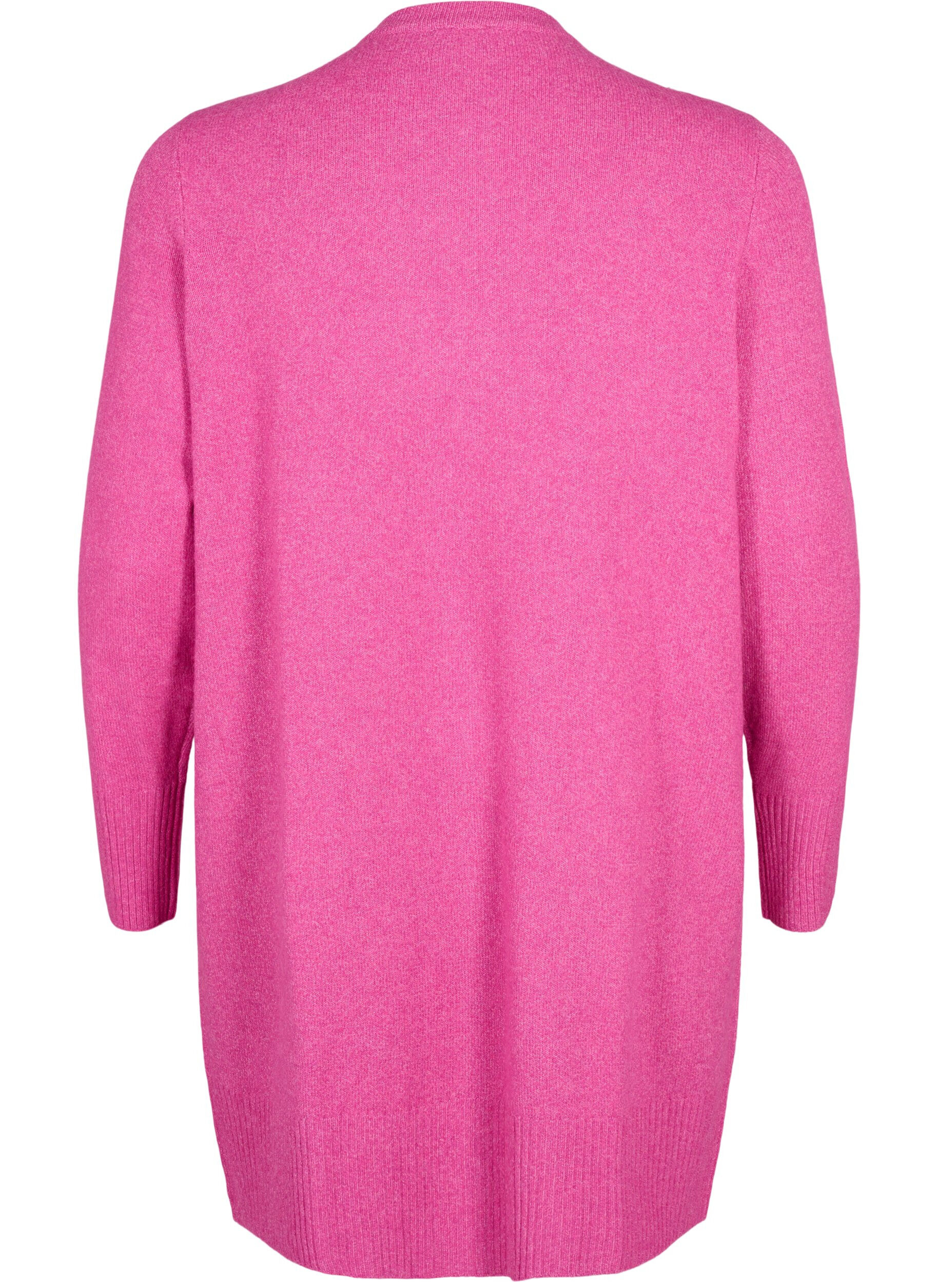 Zizzifashion Ribbed Knit Cardigan with Pockets, Pink, Packshot image number 1