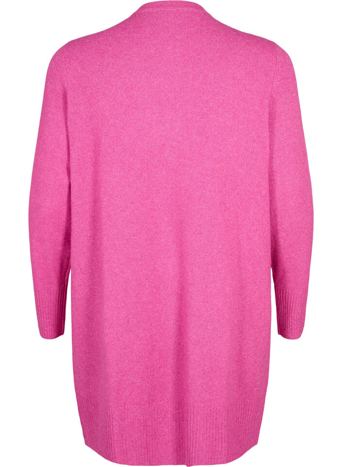 Ribbed Knit Cardigan with Pockets, Pink, Packshot image number 1