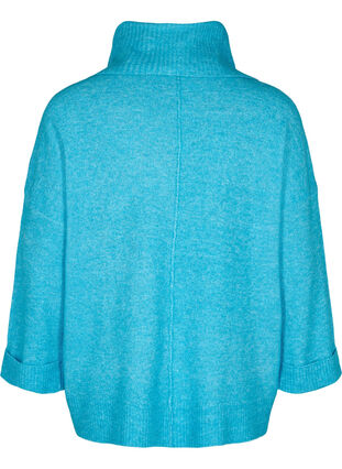 Long-sleeved knitted jumper with turtleneck, Malibu Blue Mel., Packshot image number 1
