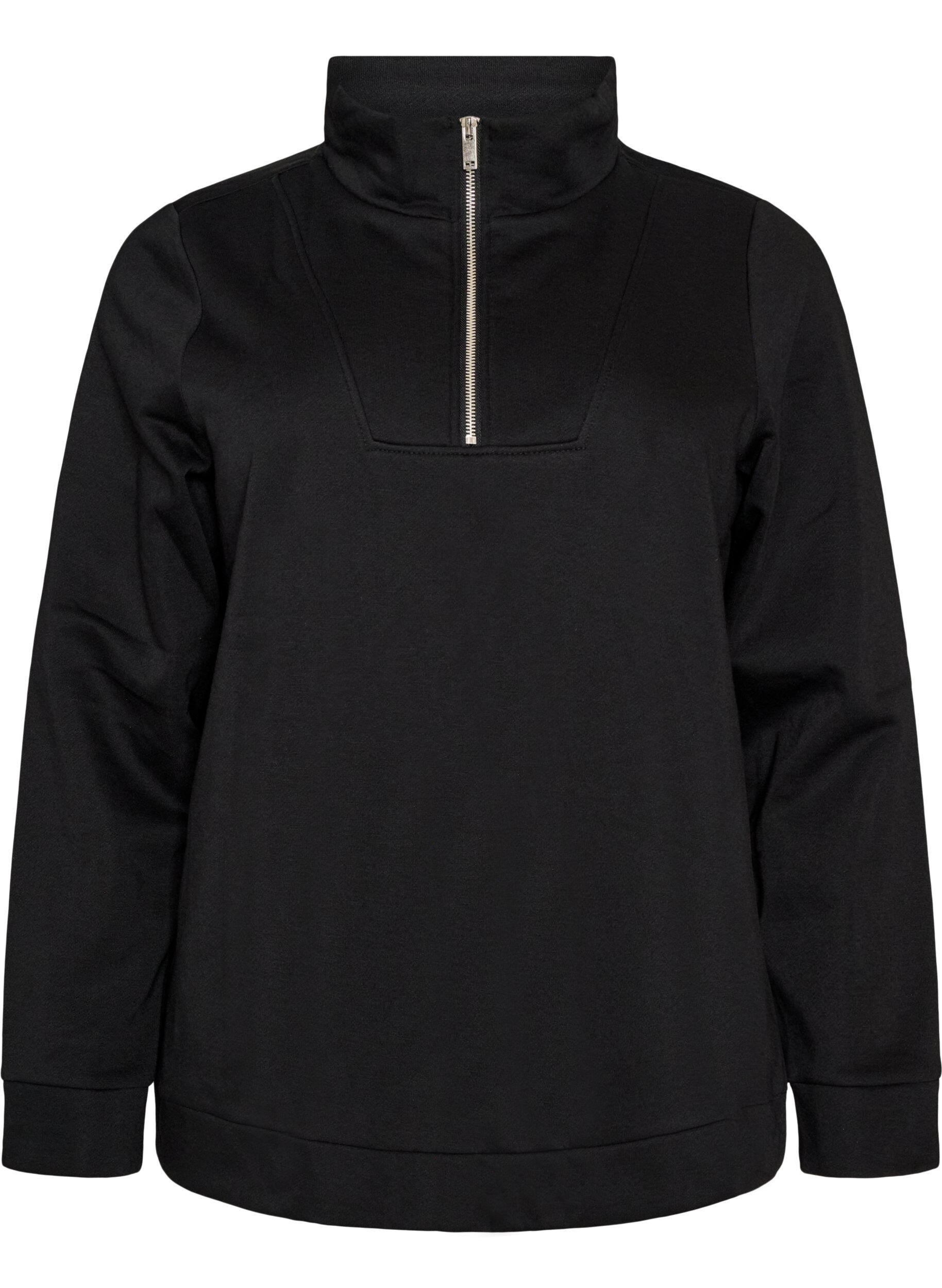 ZizzifashionSweatshirt with high collar and zipper, Black, Packshot image number 0