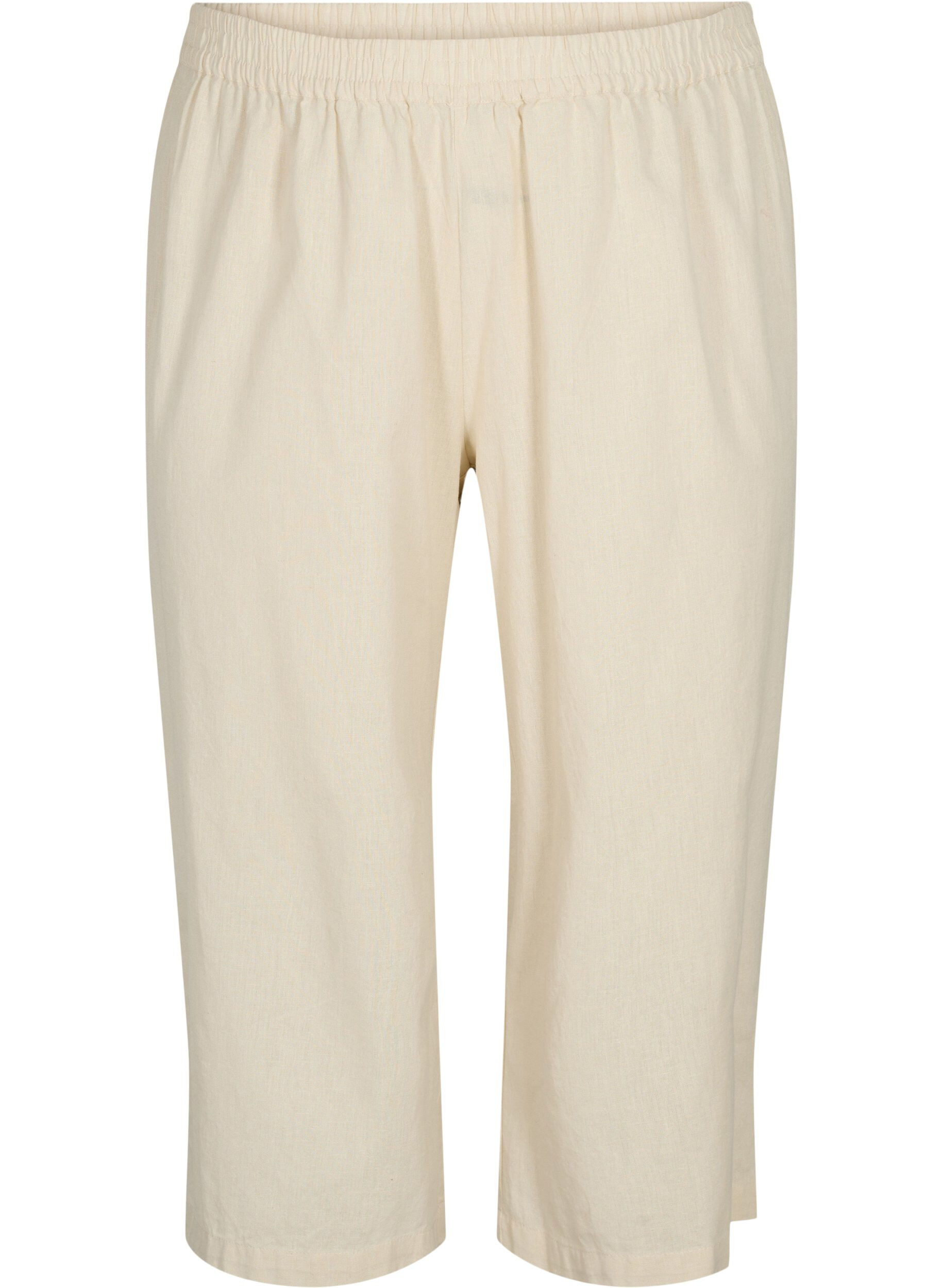 Zizzifashion 7/8 trousers in cotton blend with linen, Sandshell, Packshot image number 0