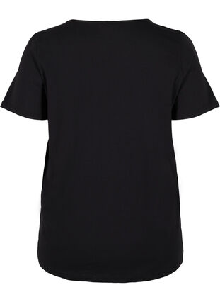 Short-sleeved t-shirt with cotton details, Black, Packshot image number 1