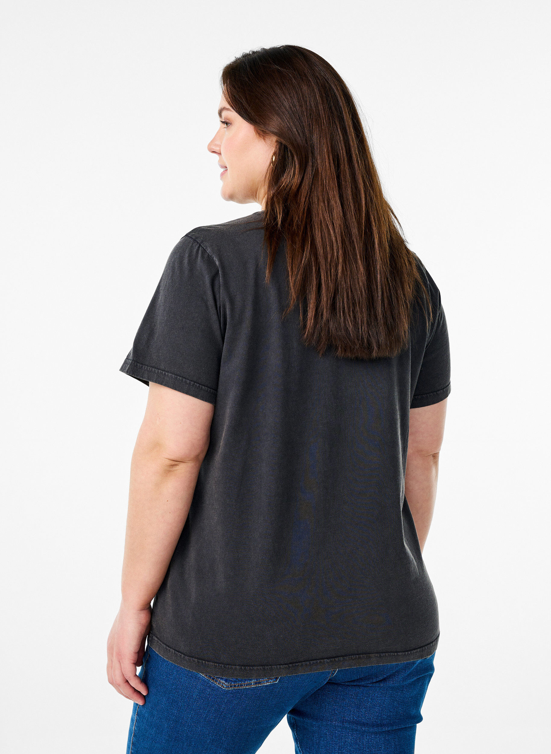 Zizzifashion T-shirt in organic cotton with a cool print, Dark Grey, Model image number 2