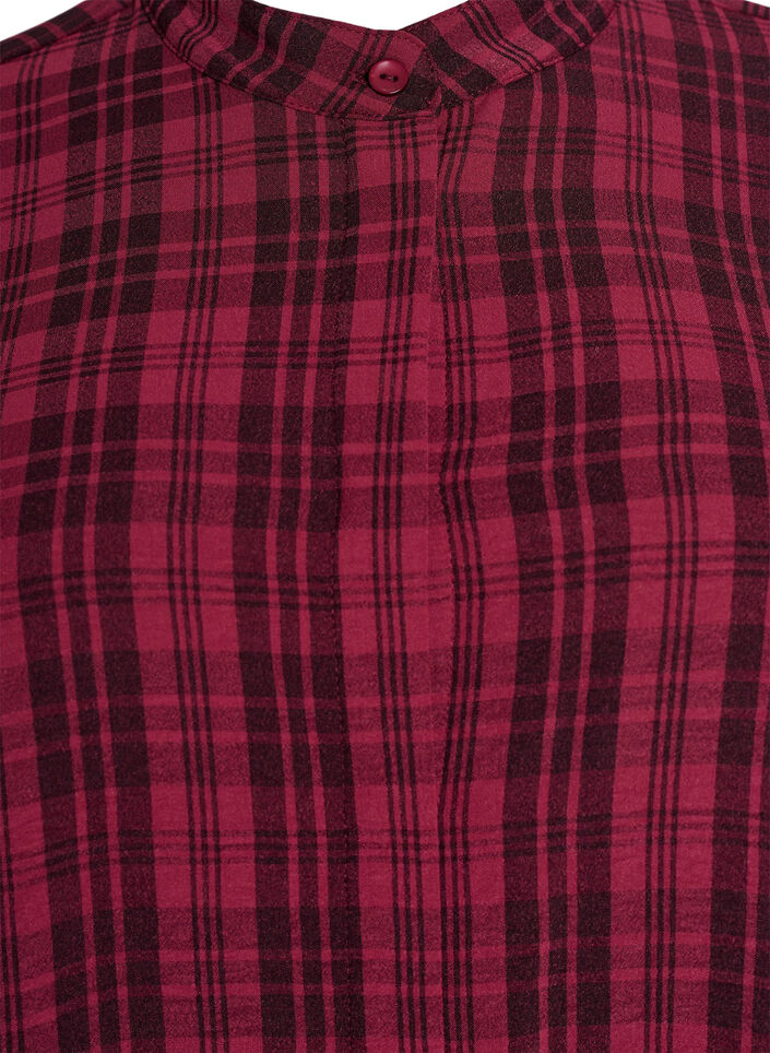 Tunic with short sleeves and checkered pattern, Dark Bordeaux, Packshot image number 2