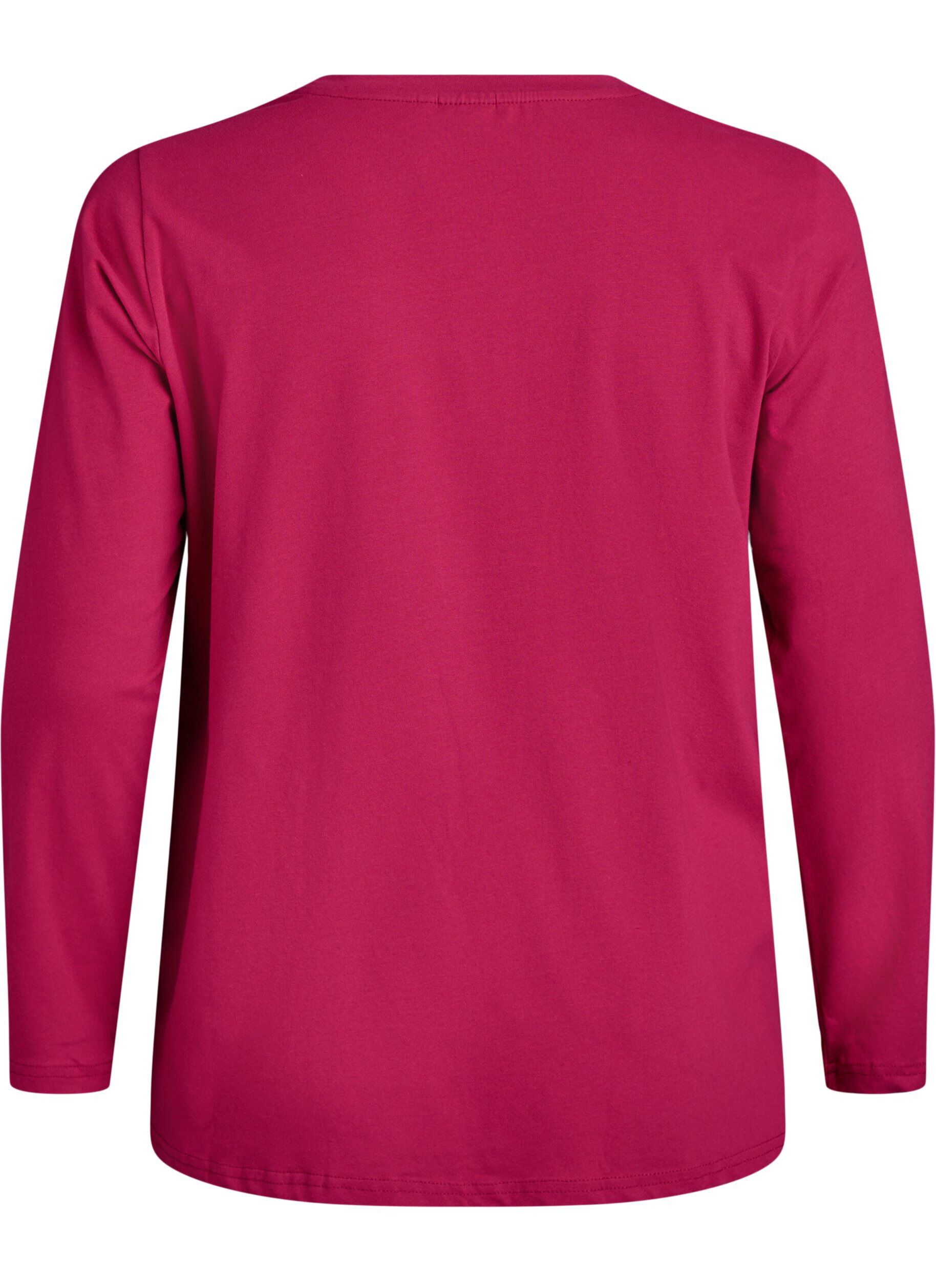 ZizzifashionBasic jersey top with long sleeves, Pink, Packshot image number 1