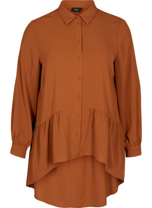 Tunic with button fastening, Leather Brown ASS, Packshot image number 0