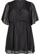 Short dress with batwing sleeves and dotted texture, Black, Packshot image number 0