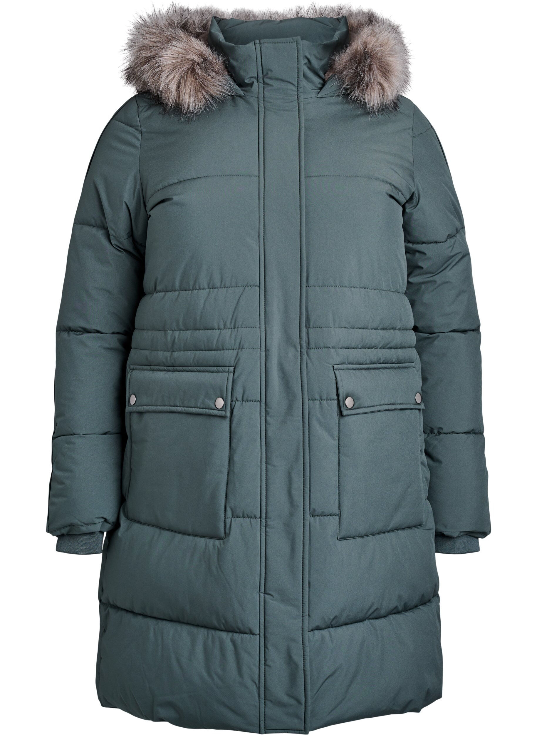 Water-repellent parka with faux fur Collar