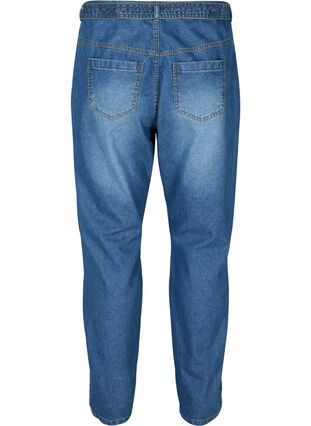 High-waisted jeans with belt, Blue denim, Packshot image number 1
