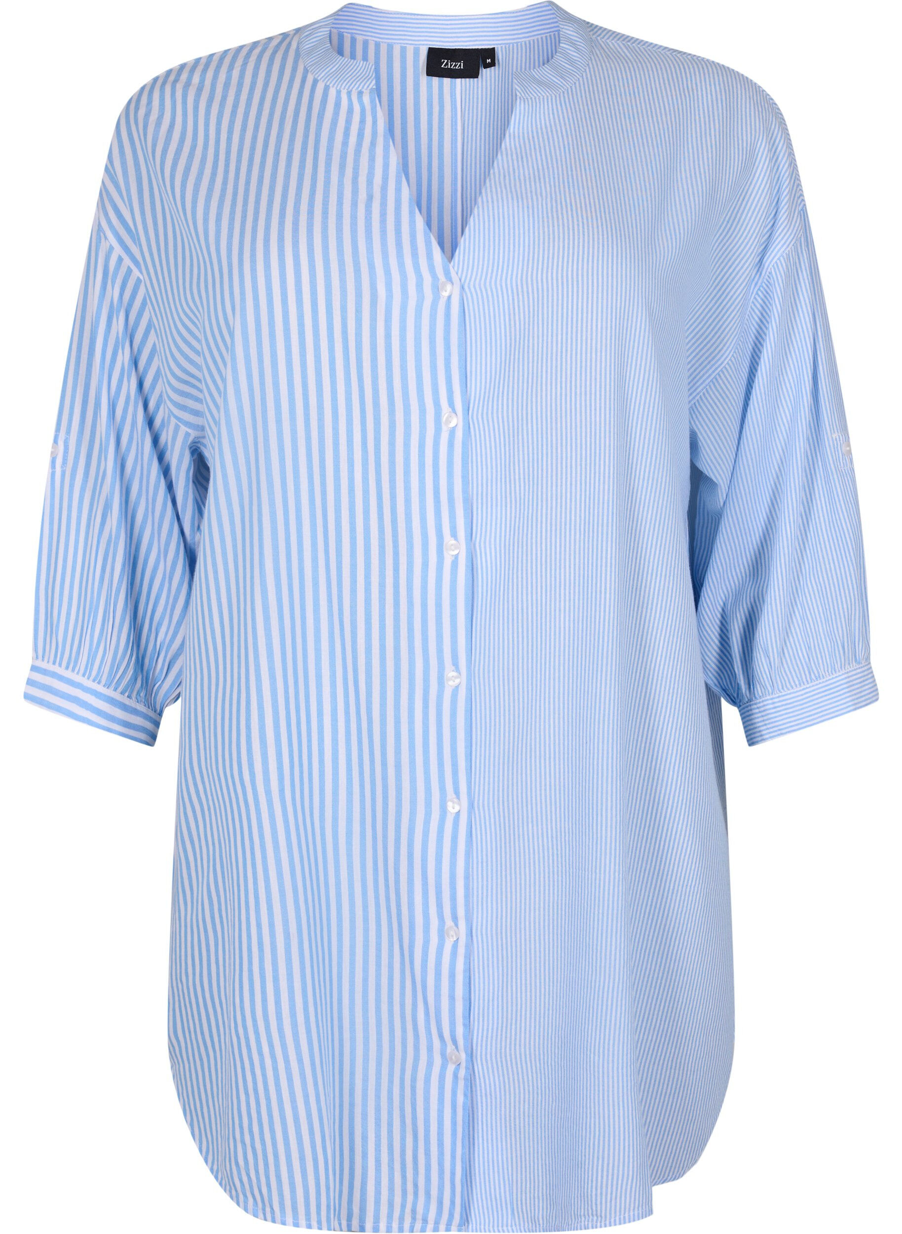 Striped tunic with 3/4 sleeves