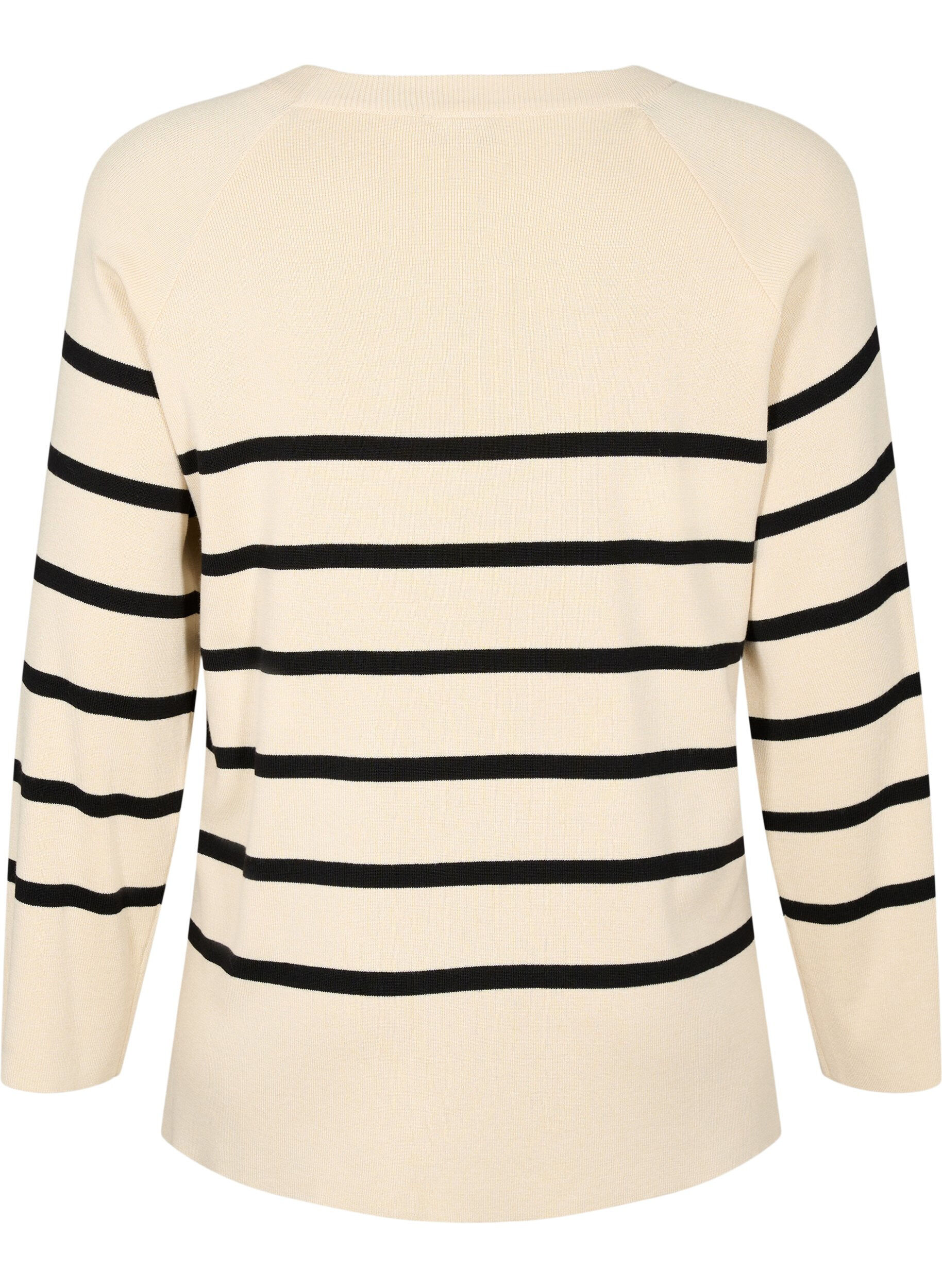 Zizzifashion Striped Viscose Sweater, Sandshell/Black S., Packshot image number 1