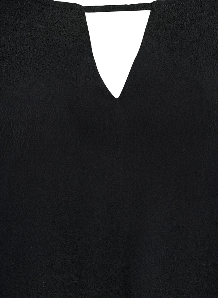 Short-sleeved viscose blouse, Black, Packshot image number 2