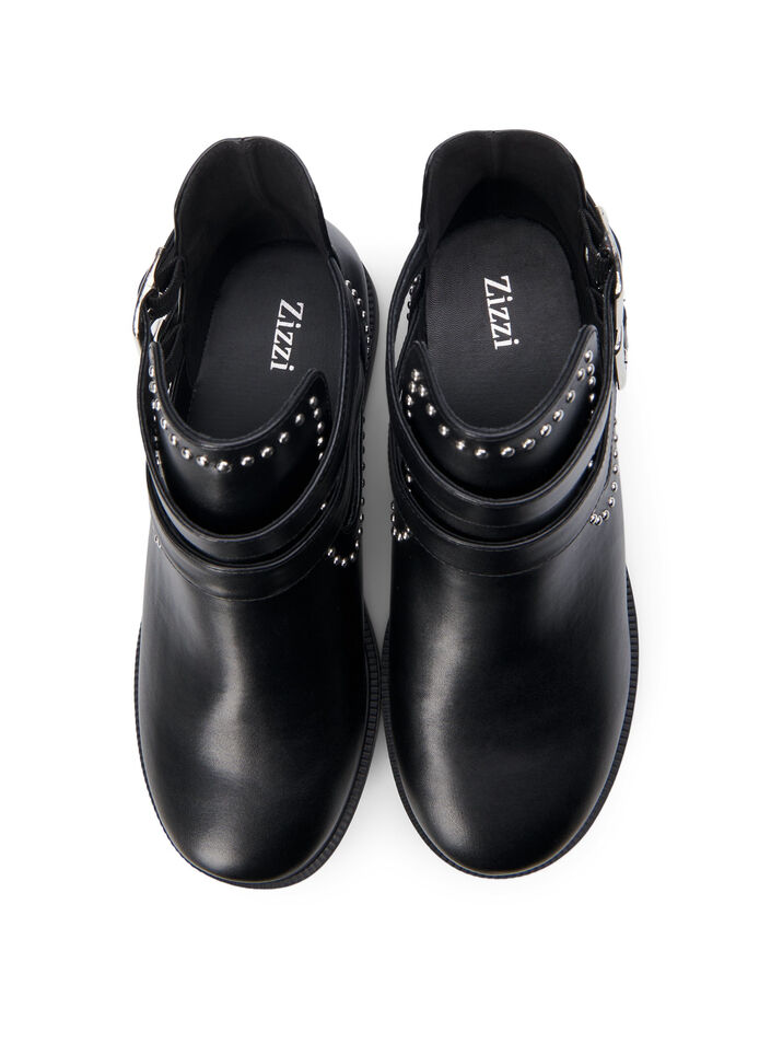 Wide fit - Ankle boots with studs, Black, Packshot image number 2