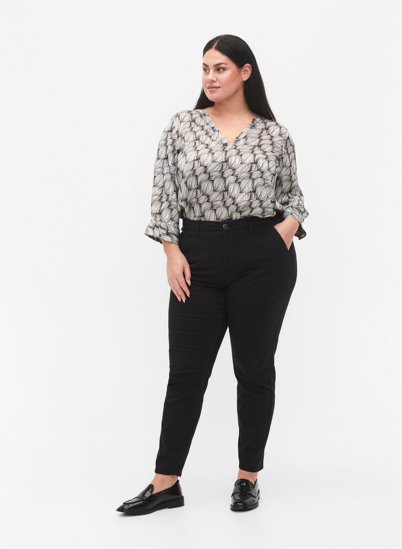 Cotton chinos, Black, Model image number 0