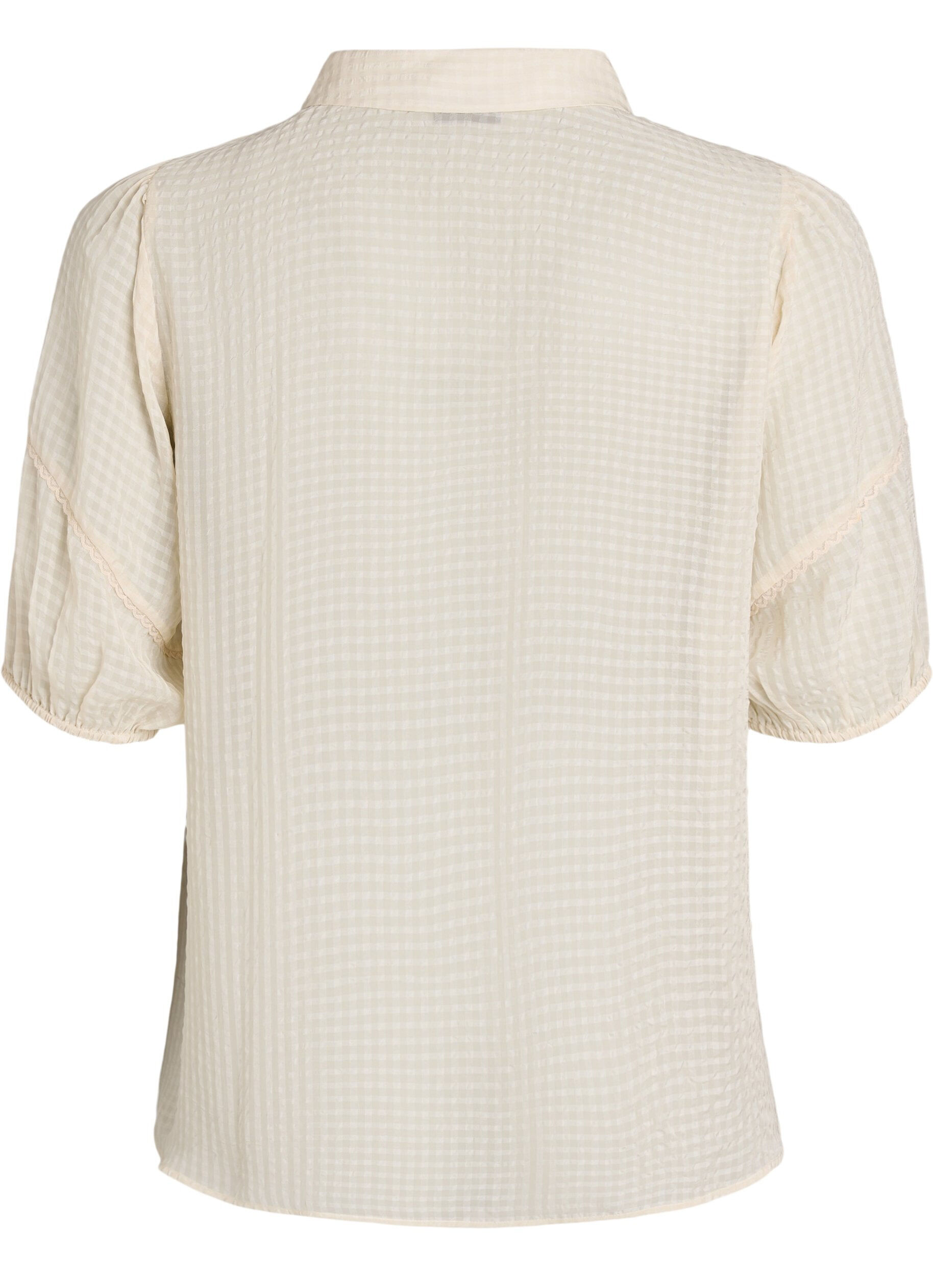 ZizzifashionBlouse in seersucker with tie-string, Beige, Packshot image number 1