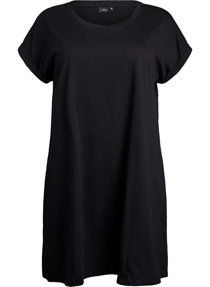 2-pack T-shirt dress with short sleeves, Black, Packshot image number 2