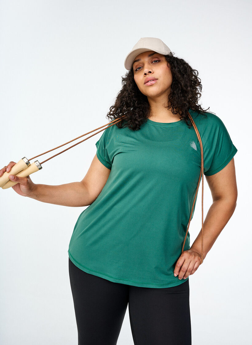 Solid-coloured workout T-shirt, Green, Image image number 0