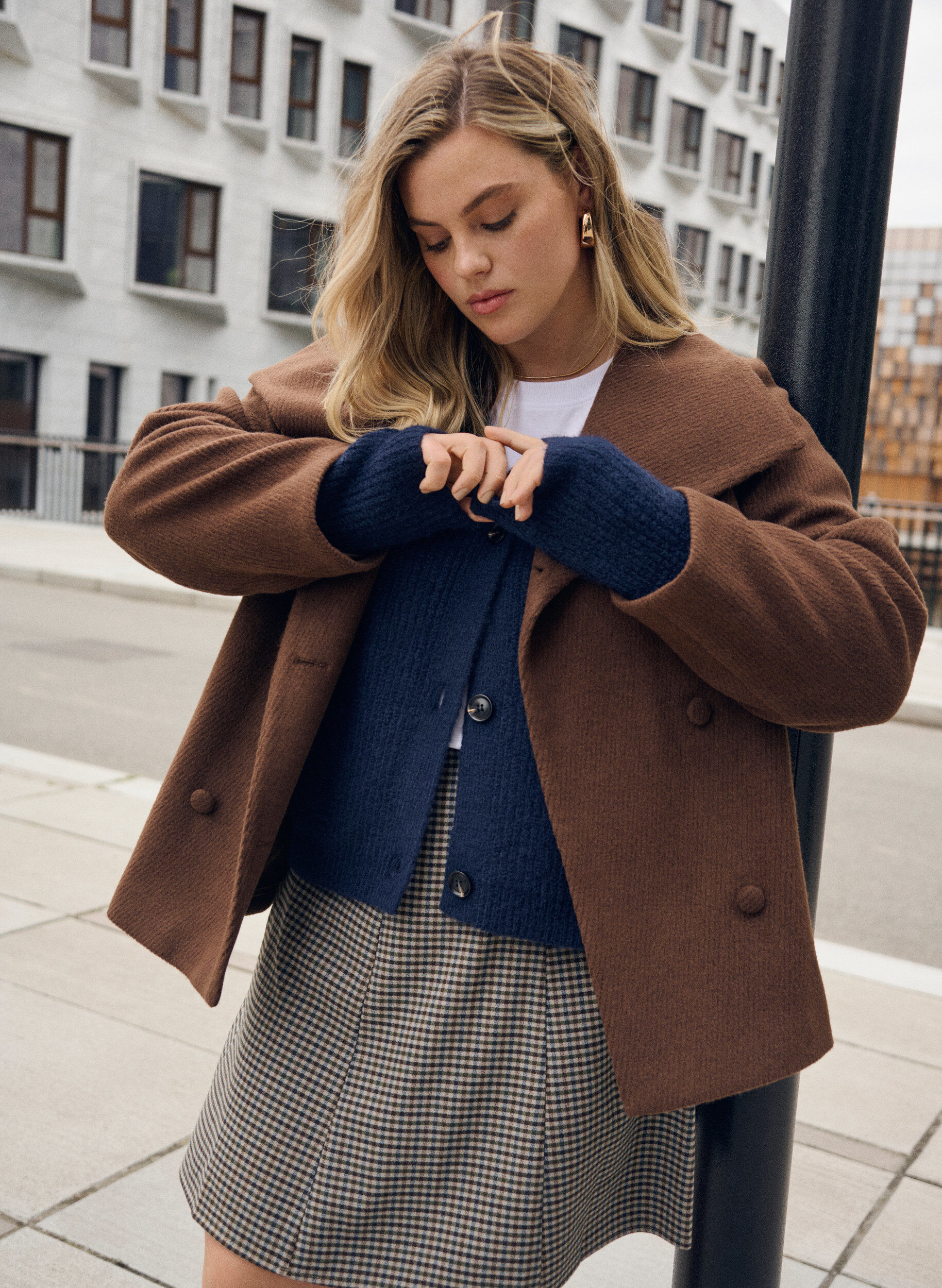 Zizzifashion Knit cardigan with v-neck, Blue, Image image number 0