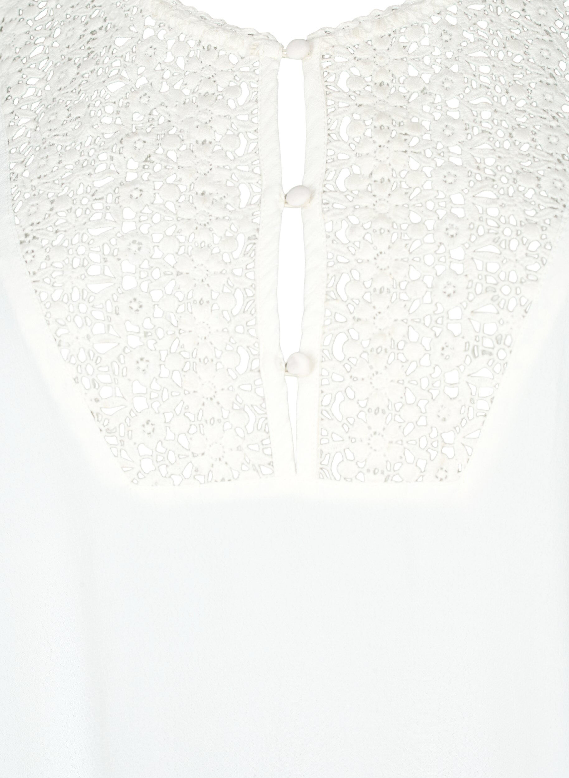 Zizzifashion Viscose blouse with 1/2 sleeves and embroidery detail, Snow White, Packshot image number 2