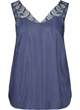 Top with v-neck and lace, Odysses Gray, Packshot image number 0