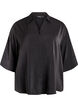 Loose shirt with a v-neck and 3/4 sleeves, Black, Packshot image number 0