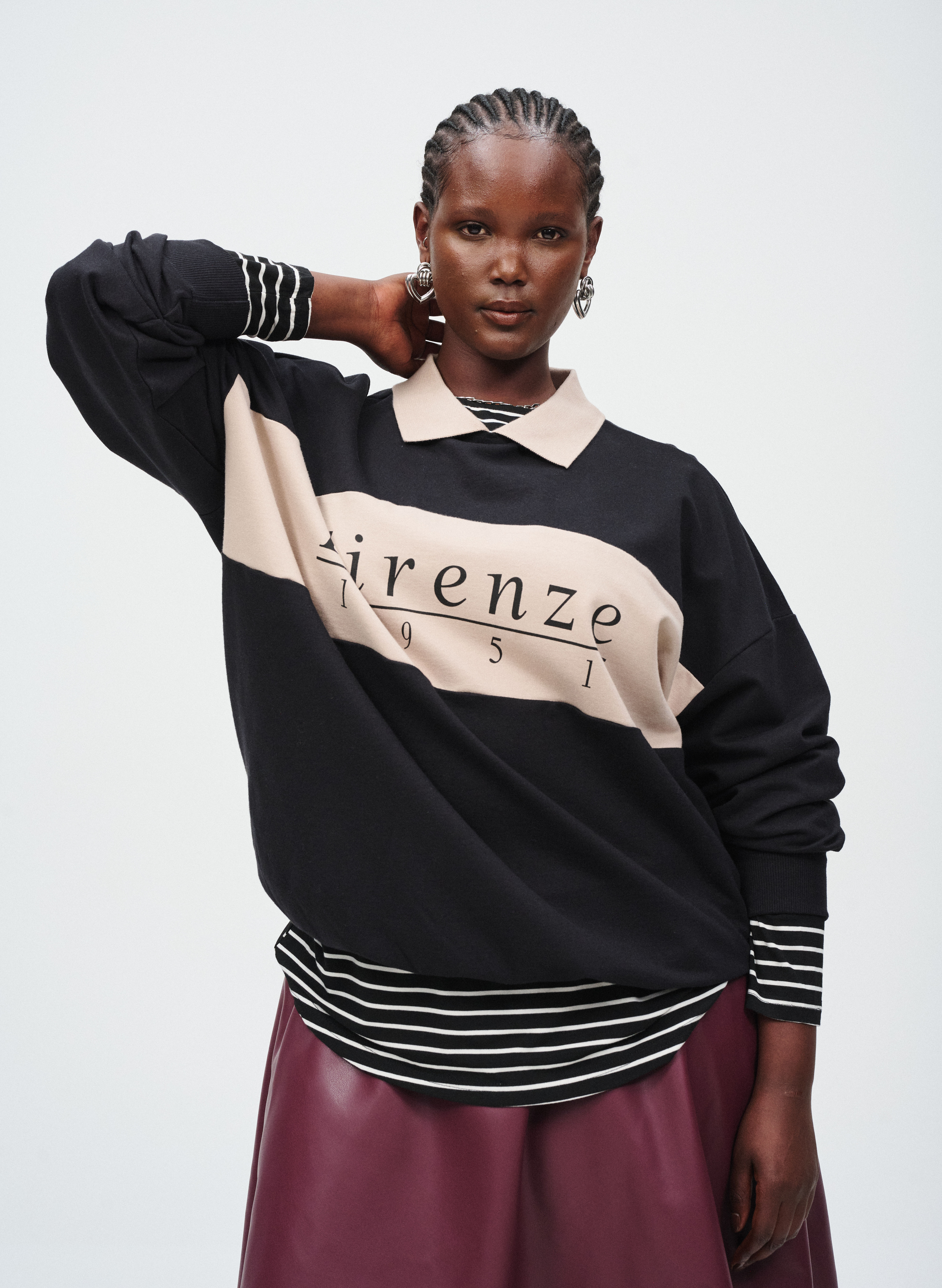 Zizzifashion Sweatshirt with polo details, , Model