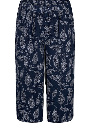 Culotte trousers with print, Navy B. w. Dot Leaf, Packshot image number 0