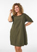 Cotton dress with short sleeves and pockets, Green, Model image number 0
