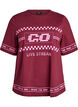 Oversize T-shirt with sporty print, Dark Bordeaux, Packshot image number 0